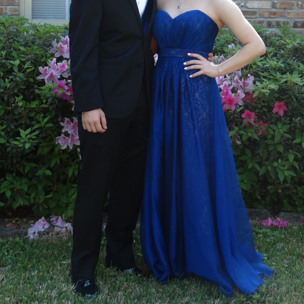 Strapless Navy Blue Prom Dress
